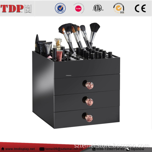 large black acrylic cosmetic makeup organizer with lipstick holder